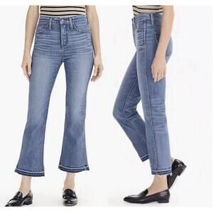 J.Crew Point Sur Denim 10” High Rise Demi Boot Jeans Cropped Raw Hem Women’s 26